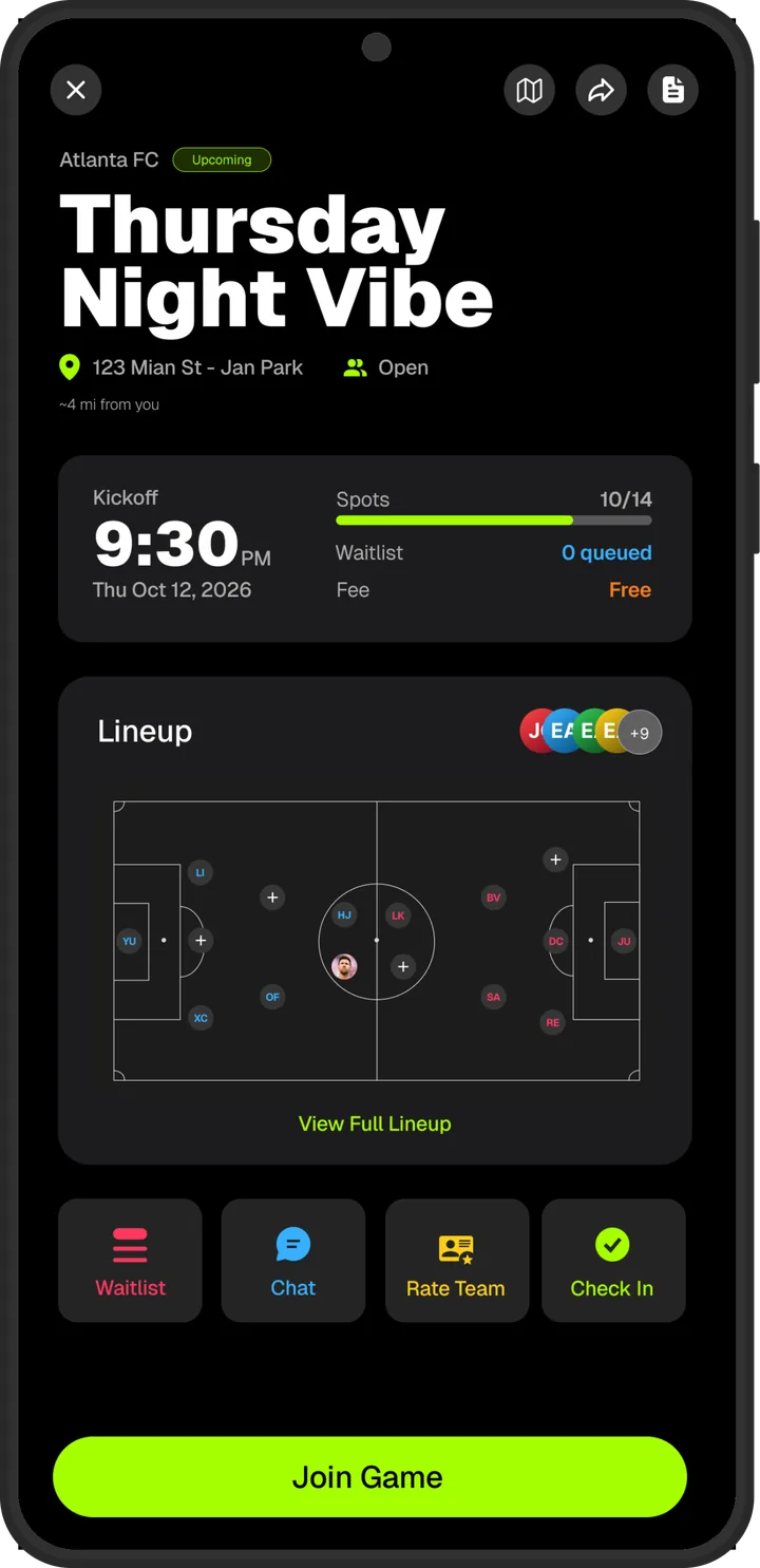 FC Pickup game screen on Android