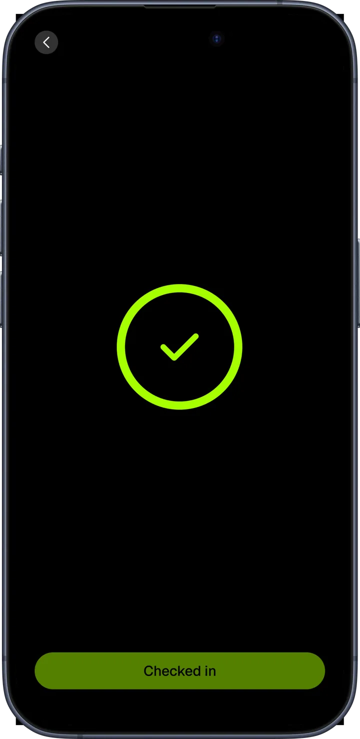 FC Pickup checked-in confirmation on iPhone